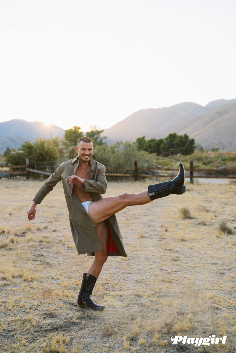 Trench @paulsmithdesign • Boxer briefs @Versace •  Western Boots @pskaufman