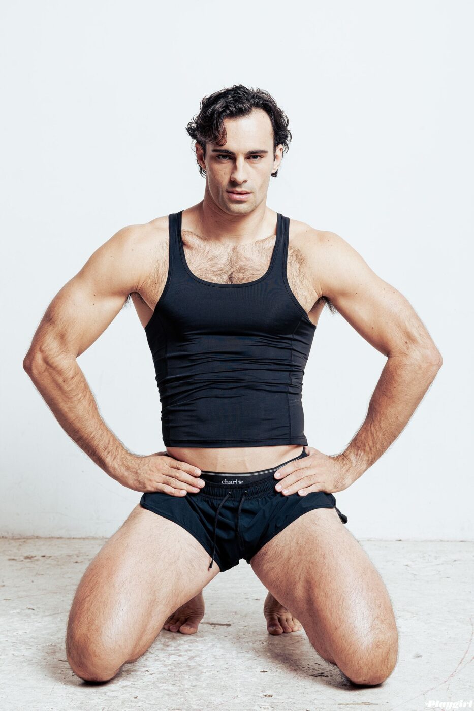 Running Short: Charlie by Matthew Zink • Jockstrap: Charlie by Matthew Zink • Tank Top: Stylist’s Own.